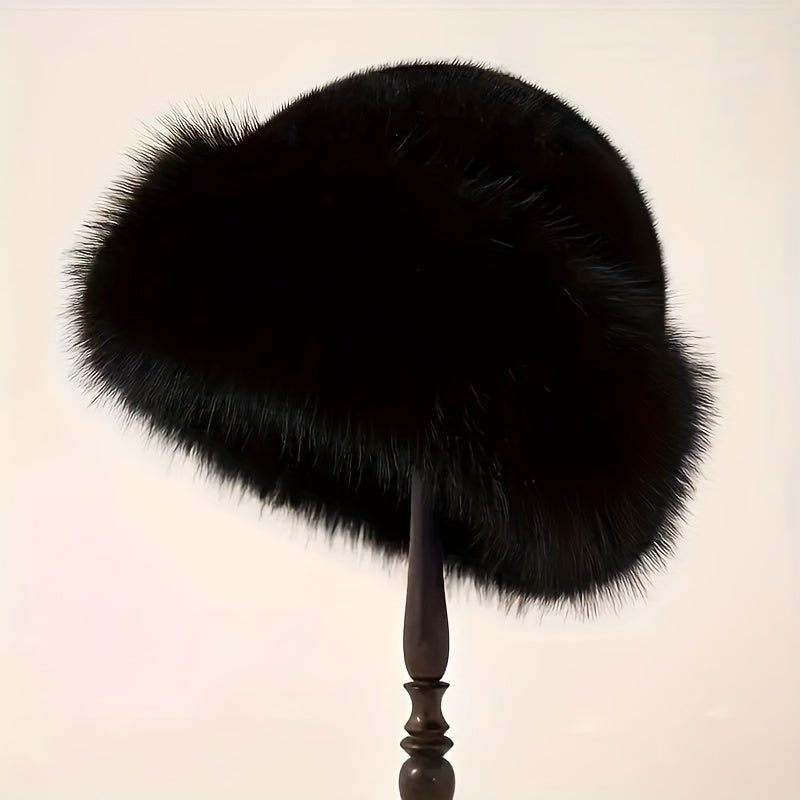 Women's Luxury Faux Fur Winter Hat - Warm, Fluffy, Lightweight, with Ear Flaps, Perfect for Outdoor Sports