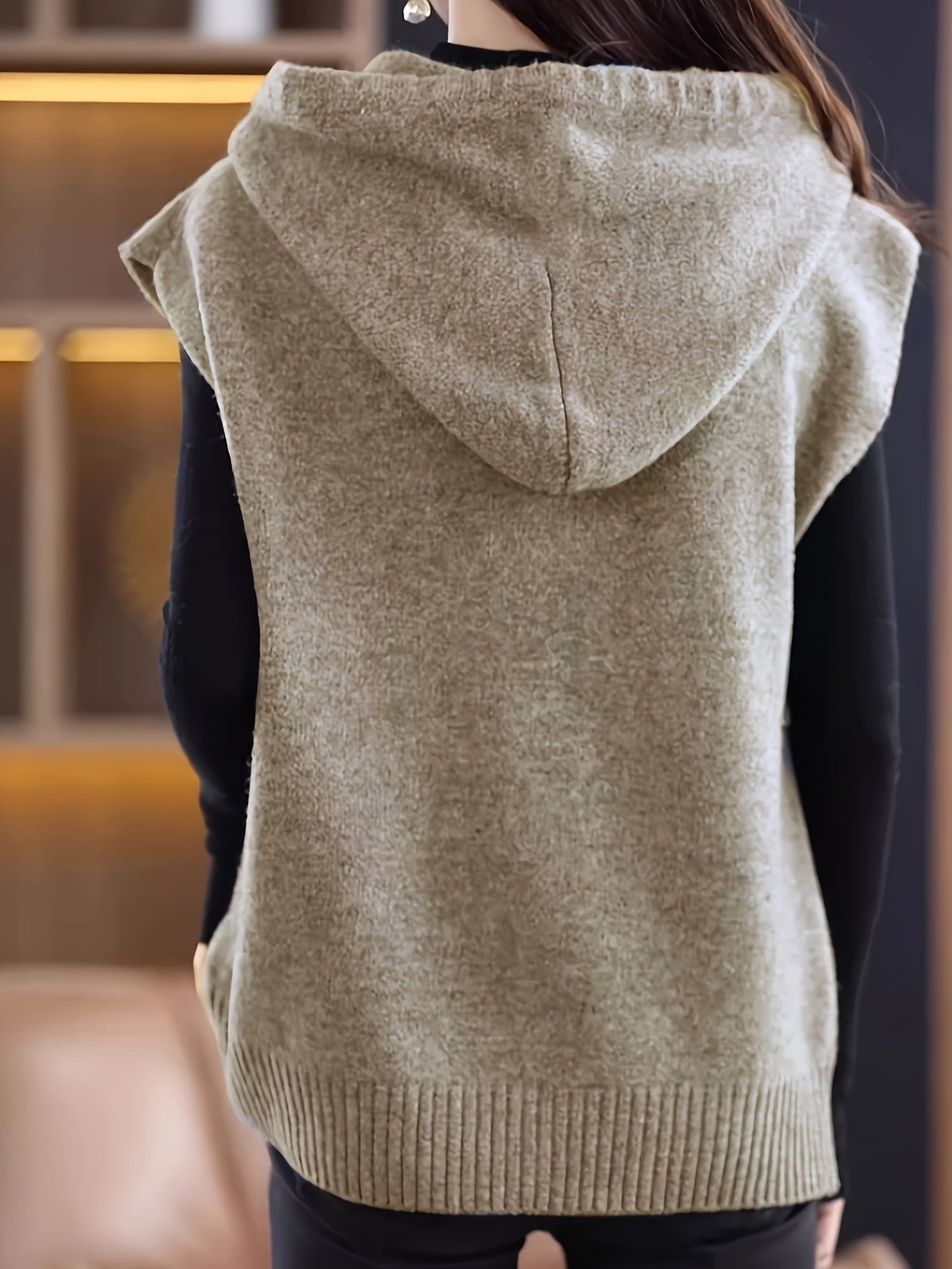 Chic Color Block Hooded Sweater for Women - Casual Knit Pullover with Drawstring, Soft Viscose Blend, Perfect for Fall & Winter