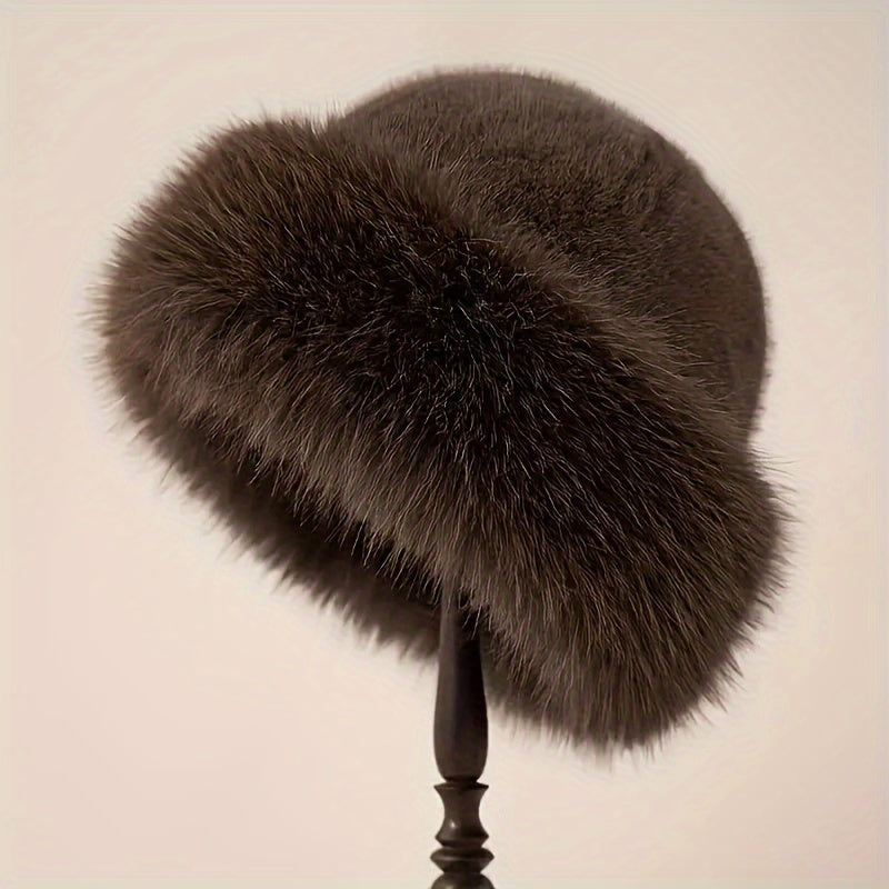 Women's Luxury Faux Fur Winter Hat - Warm, Fluffy, Lightweight, with Ear Flaps, Perfect for Outdoor Sports