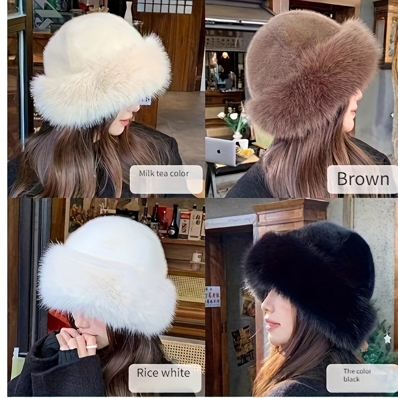 Women's Luxury Faux Fur Winter Hat - Warm, Fluffy, Lightweight, with Ear Flaps, Perfect for Outdoor Sports