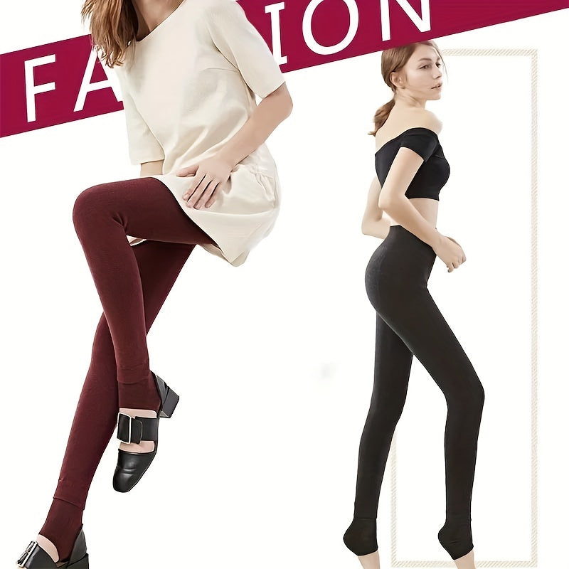 Elegant Women's Winter Thermal Pantyhose - Velvet-Lined, Stretchy & Warm Slim Fit Leggings, Ankle-Length