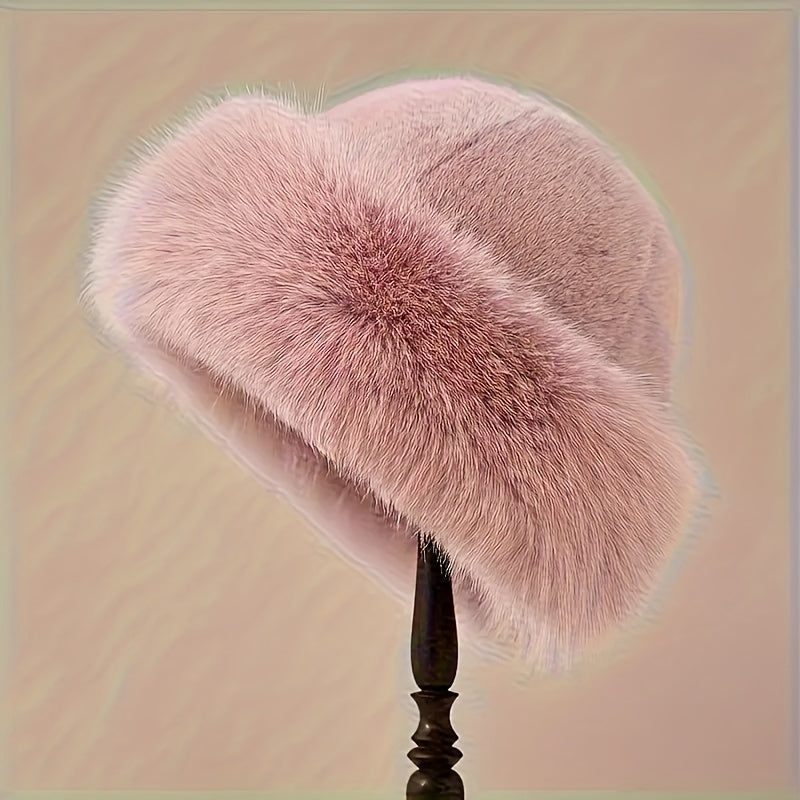 Women's Luxury Faux Fur Winter Hat - Warm, Fluffy, Lightweight, with Ear Flaps, Perfect for Outdoor Sports