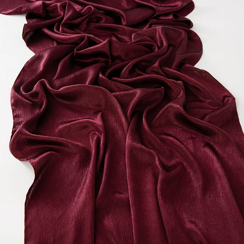 Women’s Solid Color Silk Satin Hijab Scarf – Smooth, Wrinkle-Textured Long Shawl

Crafted from luxurious silk-like satin, this hijab scarf features subtle bark-like wrinkles on one side and a smooth finish on the other. Its solid color design offers versa