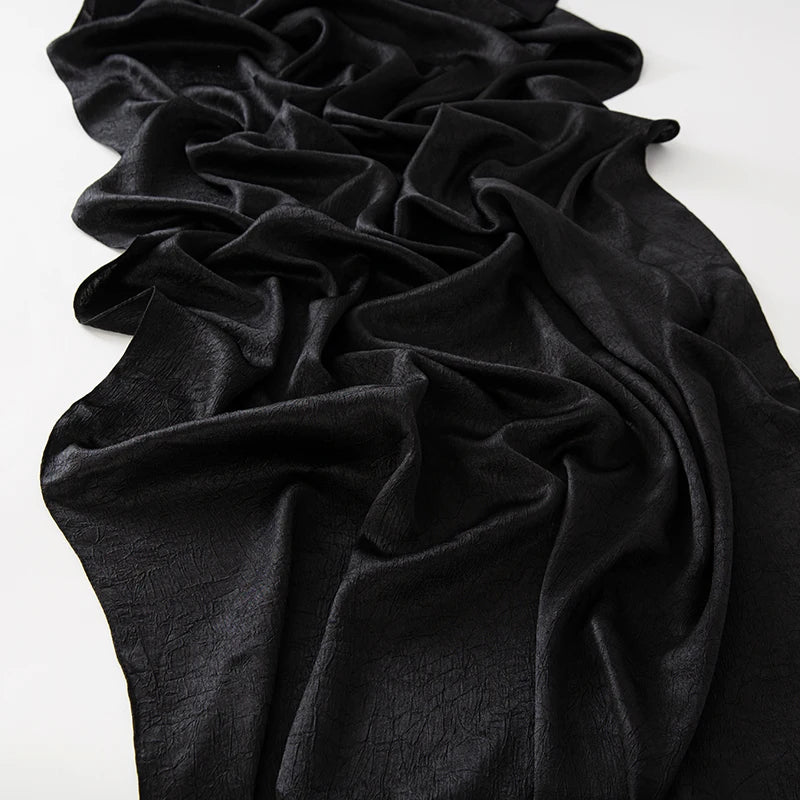 Women’s Solid Color Silk Satin Hijab Scarf – Smooth, Wrinkle-Textured Long Shawl

Crafted from luxurious silk-like satin, this hijab scarf features subtle bark-like wrinkles on one side and a smooth finish on the other. Its solid color design offers versa