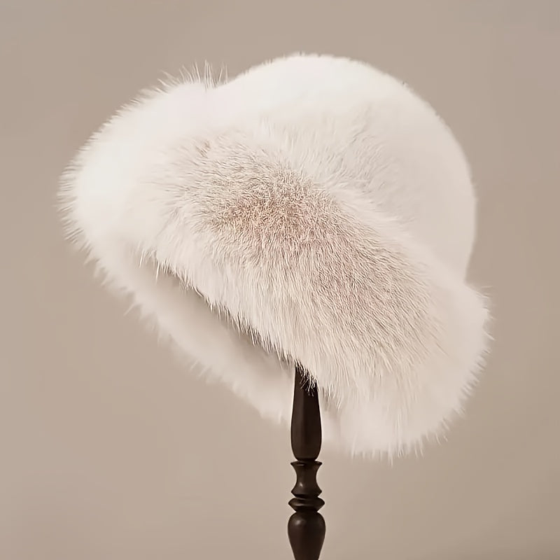 Women's Luxury Faux Fur Winter Hat - Warm, Fluffy, Lightweight, with Ear Flaps, Perfect for Outdoor Sports