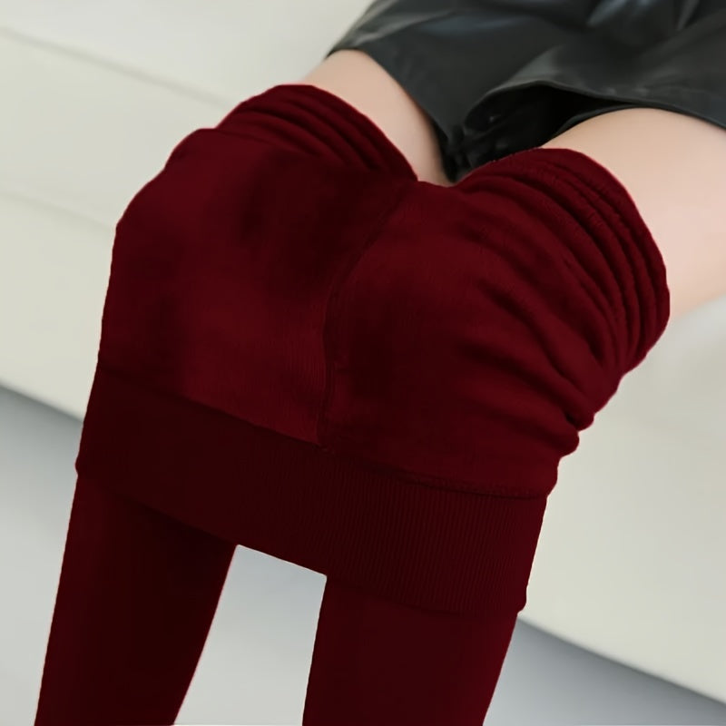 Elegant Women's Winter Thermal Pantyhose - Velvet-Lined, Stretchy & Warm Slim Fit Leggings, Ankle-Length