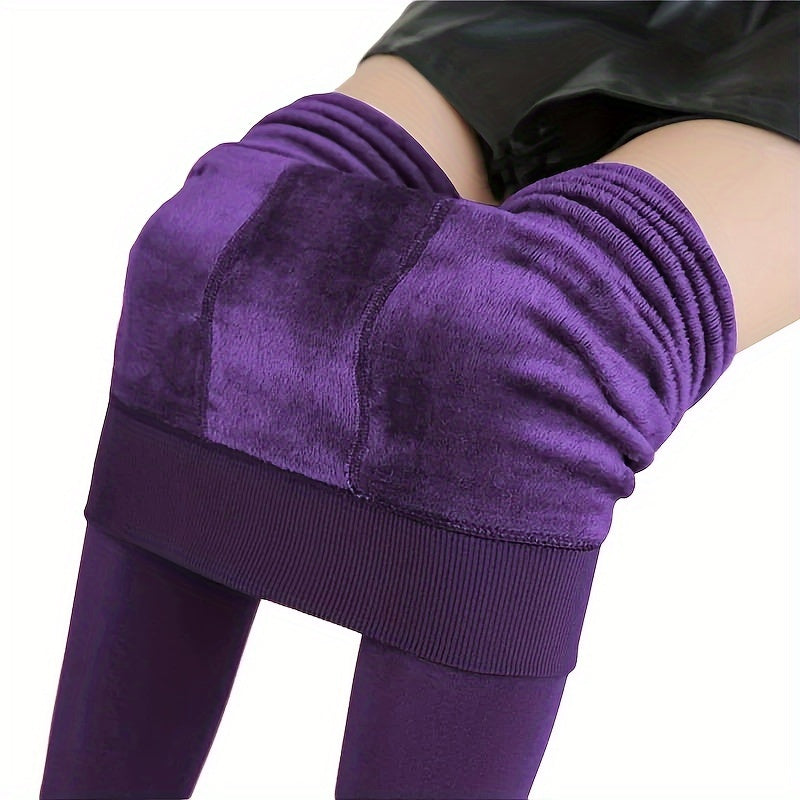 Elegant Women's Winter Thermal Pantyhose - Velvet-Lined, Stretchy & Warm Slim Fit Leggings, Ankle-Length